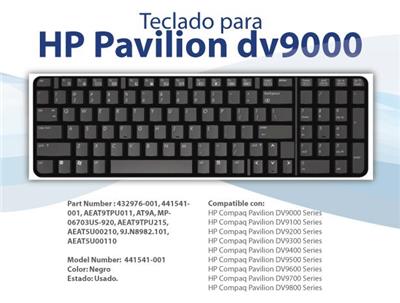Teclado para HP Compaq DV9000 Español Negro - Compatible con P/N 441541-161 Compaq DV9000 Series