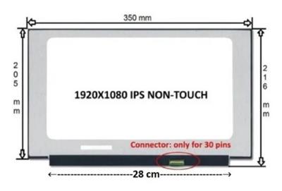 Pantalla 15.6, 30 pines FHD, SIN Brackets, IPS 1920x1080 SLIM- conector derecho